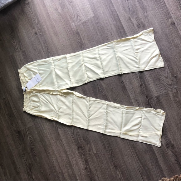 Zara Silk Long Pants Cream Size S - Picture 2 of 2